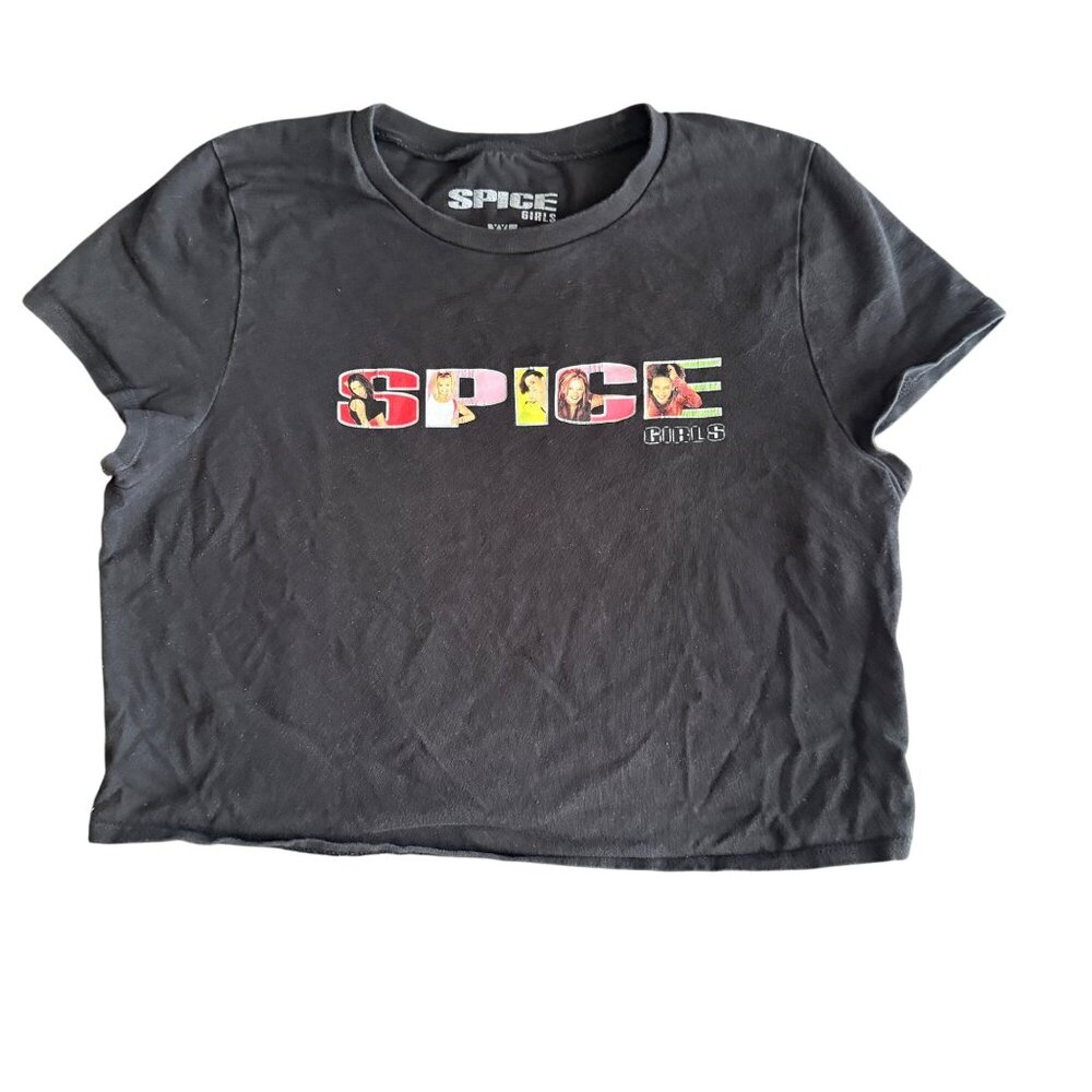 Spice Girls Black Graphic T-Shirt Girls  Xl Cotton Crewneck Short Sleeve
